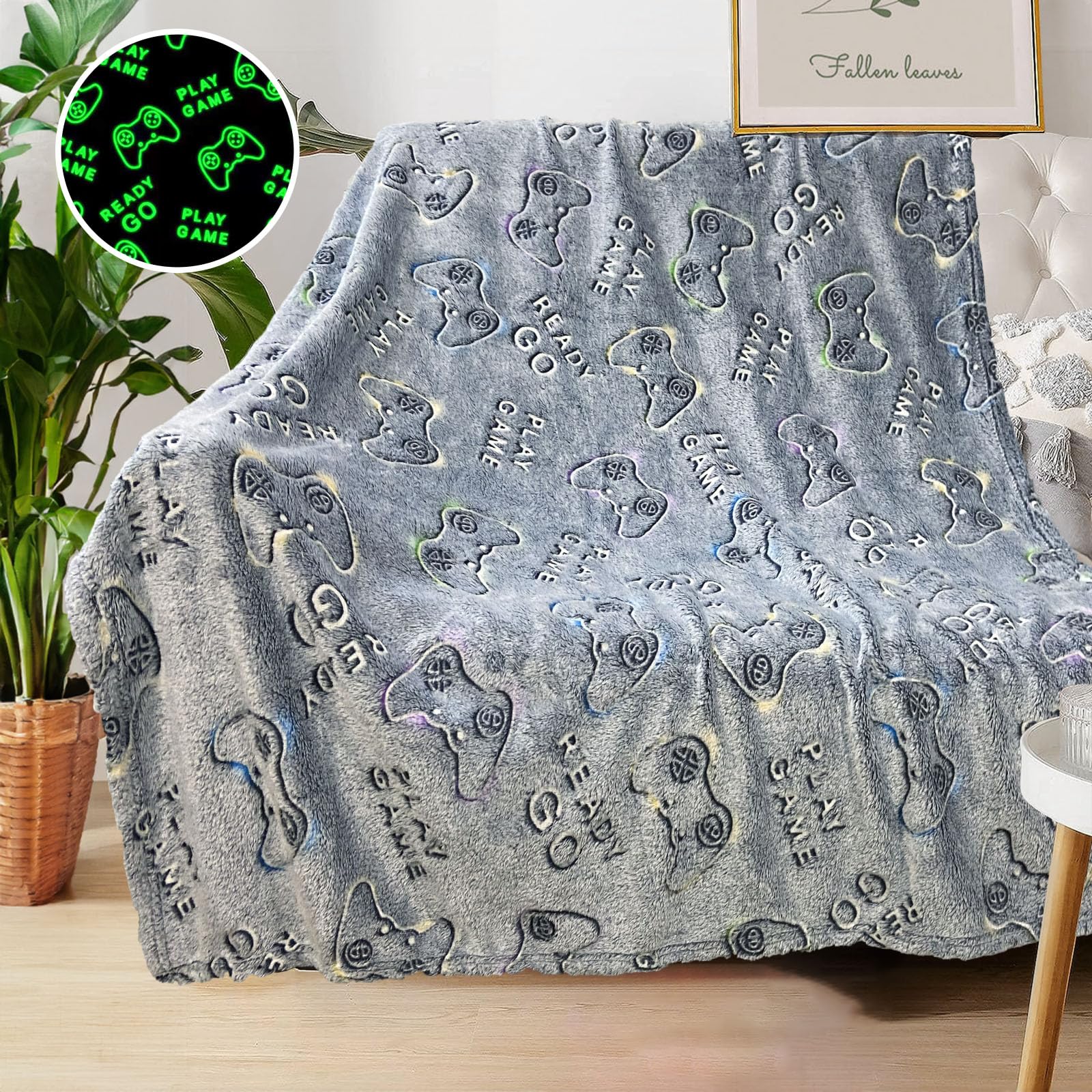 Glow in The Dark Gamer Blankets for Teen Boys, Gaming Gifts for Teenage Boys/Men, Cool Gamer Gifts for Women/Girls, Birthday 30"x 40"