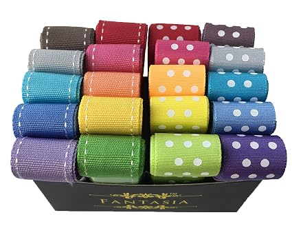 Fantasia Ribbon Box Set 2 Meters 6 5 Feet X 20 Pcs Total 40 Meters 1 Polka Dot And Stitch Edge Amazon In Home Kitchen