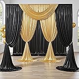 PartyVillage 10x10FT Black Sequin Backdrop Curtain