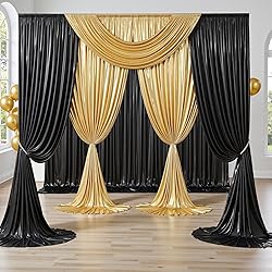PartyVillage 10x10FT Black Sequin Backdrop Curtain