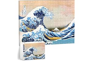 PieceRelax Canvas Wall Art Puzzles for Adults - Hokusai - The Great Wave of Kanagawa Unique Gift & Home Décor with Plastic Jigsaw Puzzle Artwork for Living Room Bedroom [HN1278]