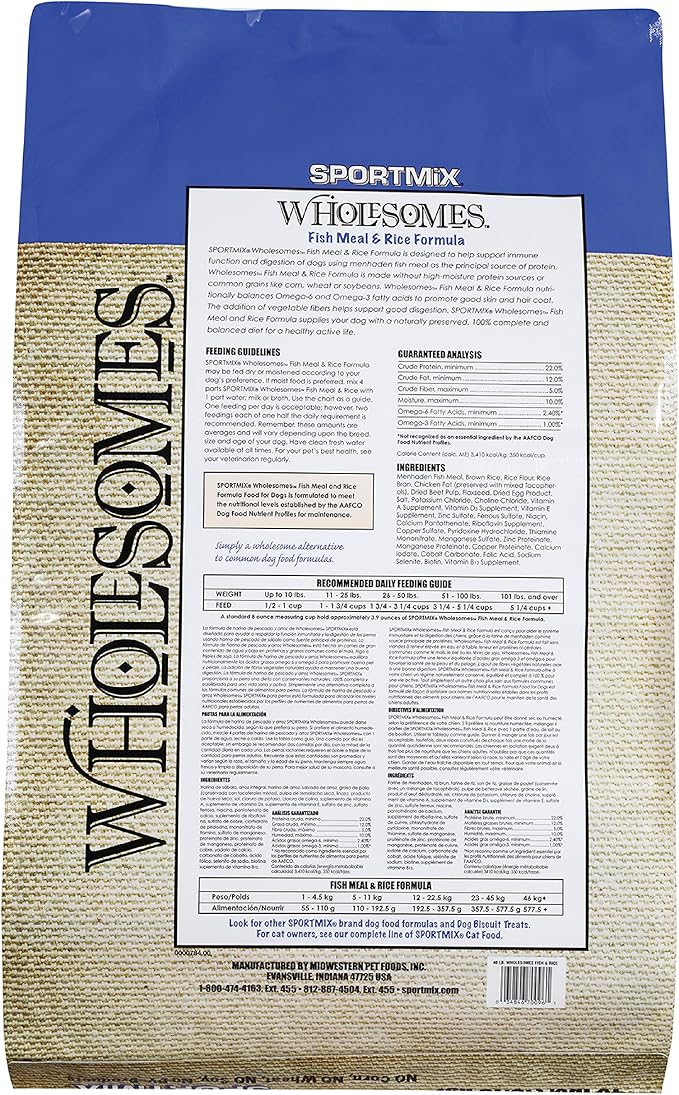 sportmix wholesome fish meal and rice formula dry dog food