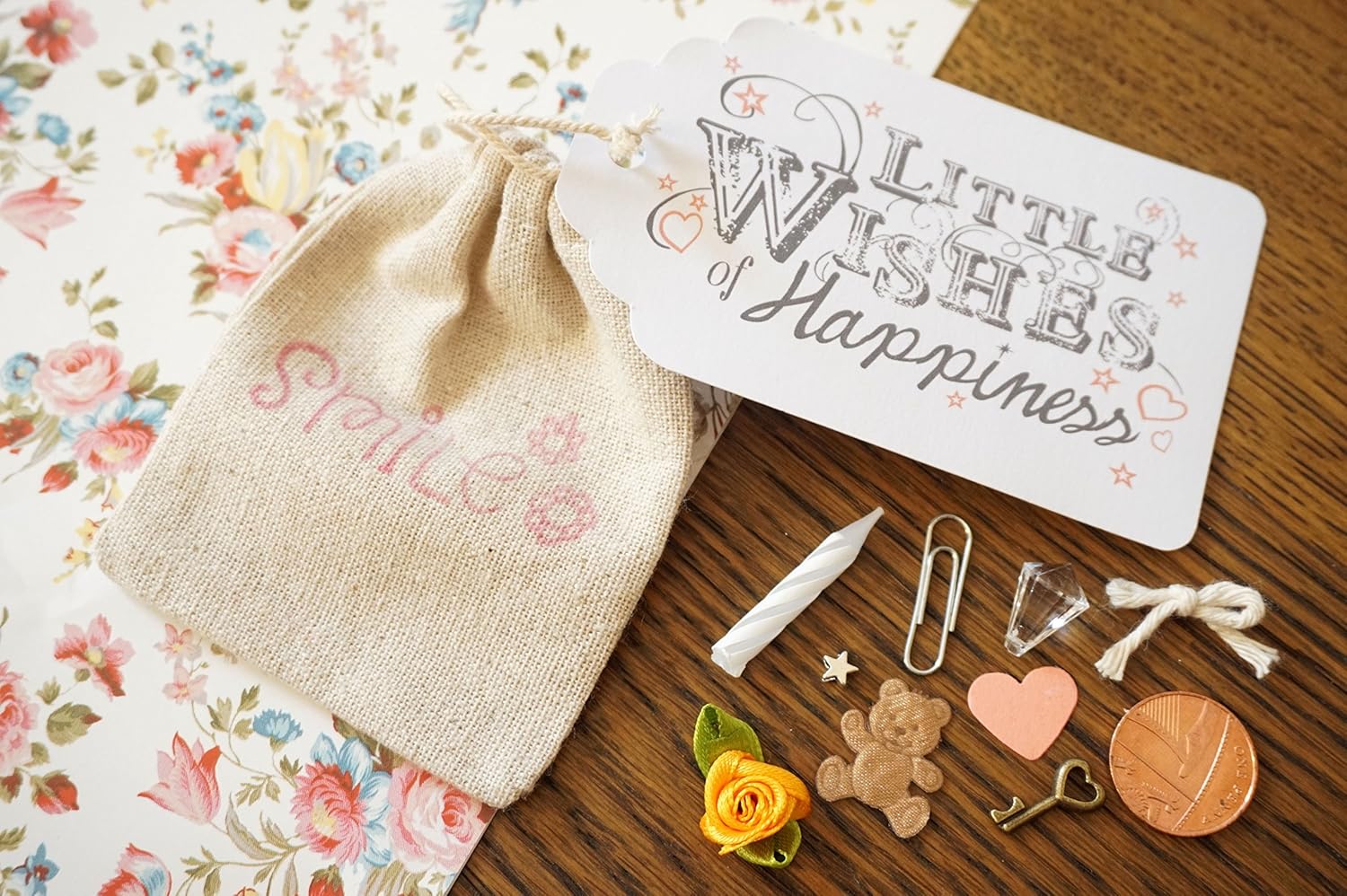 Little Bag of Happiness "Little Wishes" Novelty Handmade Keepsake Gift (Personalised