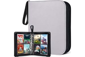 POKONBOY 400 Pockets Baseball Card Binder Sleeves, Trading Card Sleeves Carrying Case Card Binder Fit for Baseball Cards, Trading Cards, Football Cards and Sports Cards (Gray)