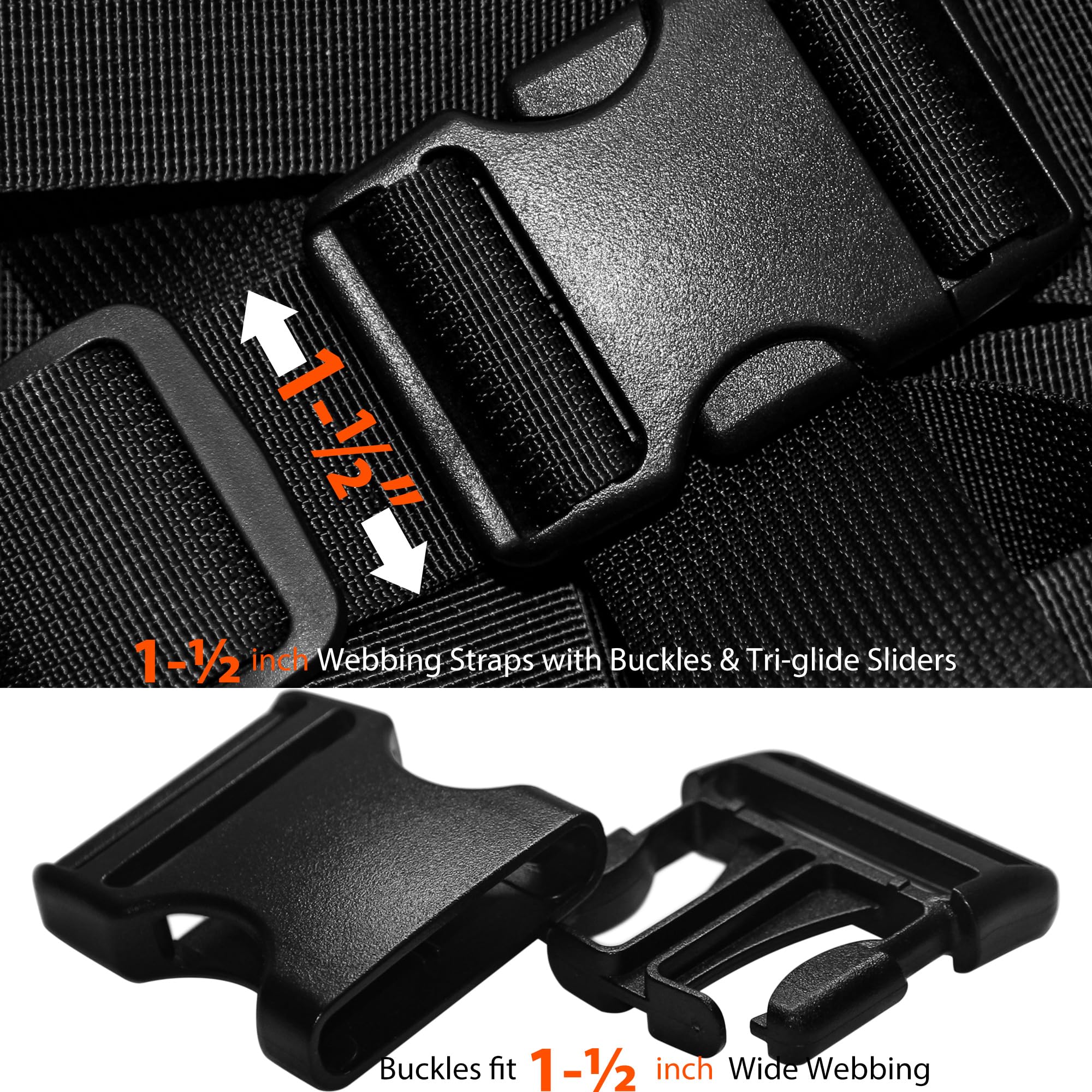 1-1/2 inch Straps Buckles Set: 6 yard Nylon Webbing Strap 1.5