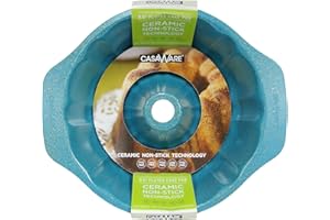 casaWare Fluted Cake Pan 9.5-inch (12-Cup) Ceramic Coated NonStick (Blue Granite)