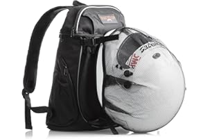 Badass Moto Motorcycle Backpack With Helmet Holder. Small Backpack For Motor Cycle Riders Motorcycle Accessories, Motorbike Gear for Women, BIker Gifts for Men, Airline Approved Personal Item Travel