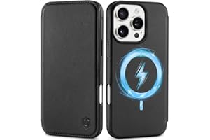 SHIELDON Case for iPhone 16 Pro 6.3" 2024, Genuine Leather Slim Wallet Wireless Charging RFID Blocking Card Holder Magnetic Closure Protective Phone Case Compatible with iPhone 16 Pro 5G - Nappa Black