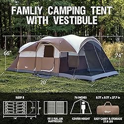 PORTAL 8 Person Family Camping Tent with Screen