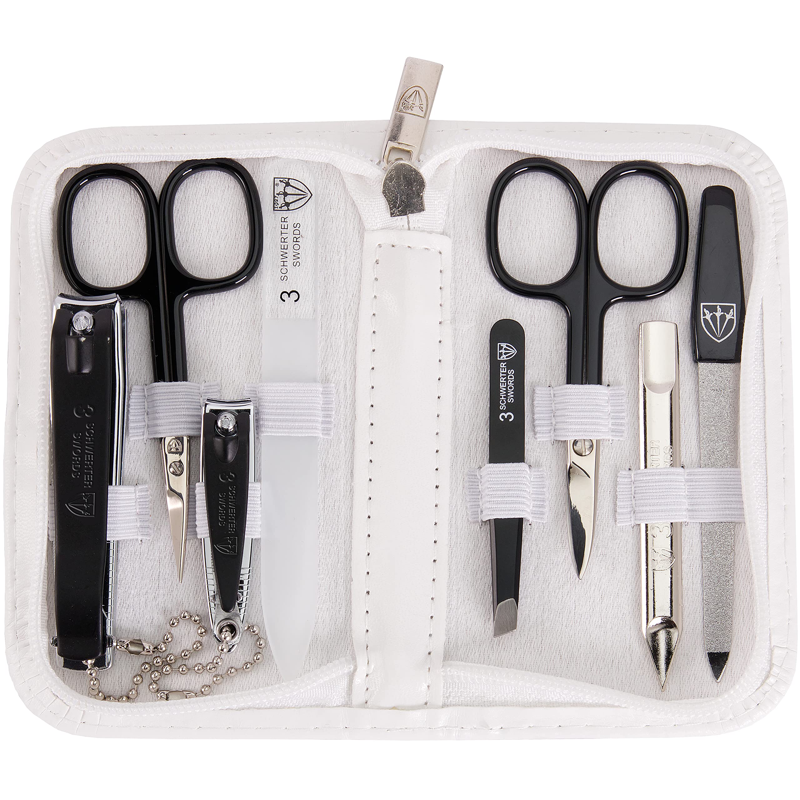 3 Swords Germany - brand quality 8 piece manicure pedicure grooming kit with glass nail file (506)