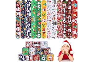 GENUVI Christmas Slap Bracelets for Kids 36 PCS Christmas Party Favors for Kids Supplies Bulk Xmas Snap Bracelets Stocking Stuffers Goodie Bag Stuffers Classrooom Prizes Toys Gifts for Students Girls Boys