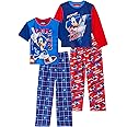Sonic The Hedgehog Boys Pajamas for Kids 4 Piece Sleepwear Sets for Boys Pajama Bottoms and Sleep Shirts