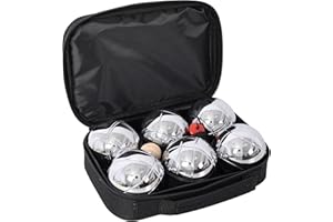 GAHOWLEN Petanque Game Set, Metal Outdoor Bocce Ball Kit, Classic French Boules Game Set with 6 Premium 73 mm Steel Balls, Wooden Jack Ball, Measuring Tool and Black Carrying Case