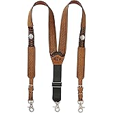 Nocona Belt Co. mens Buffalo Nickel Basket Leather SuspenderSuspenders