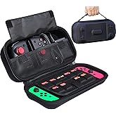 ButterFox Extra Large Switch Case for Nintendo Switch OLED, Fits Nintendo Pro Controller or Hori Split Pad Pro Controller, Wall Charger AC Adapter, 8 Game Card Holders - Black