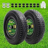 Wiltire (2 Pack) 4.80/4.00-8" Tire and Wheel, 16 inch Solid Wheel with 5/8" Extra 3/4" Bearings,3" Centered Hub with, Replacement Tube for Wheelbarrows, Garden, Utility Carts,Trolleys(Black)