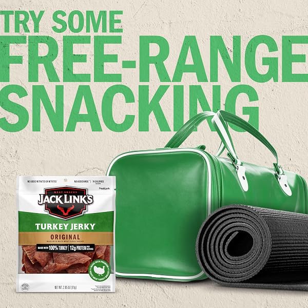 JACK LINK’S TURKEY JERKY, ORIGINAL JERKY BAG – FLAVORFUL SNACK, READY TO EAT PROTEIN SNACK WITH 12G OF PROTEIN AND 80 CALORIES, MADE WITH 100% TURKEY, KETO FRIENDLY, 2.85 OZ.