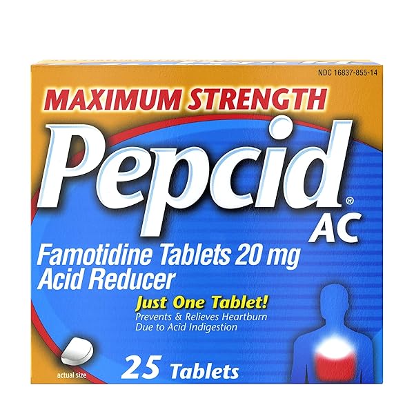PEPCID AC MAXIMUM STRENGTH, 20 MG FAMOTIDINE FOR HEARTBURN PREVENTION & RELIEF, 25 CT