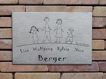 Familienschild Namensschild Turschild In Edelstahl Geburstet