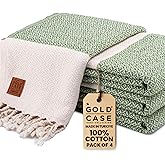 Gold CASE Turkish Beach Towel Set of 4 – 100% Cotton Large Turkish Bath Towels 67 x 38'' – Aphrodite Extra Large, Quick Dry & Sand Free Towels – Peshtemal for Pool – Pistachio