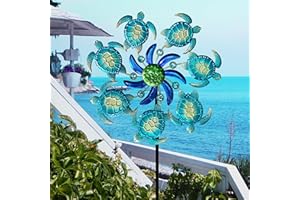 COOZZYHOUR 39" Sea Turtle Wind Spinners Garden Stake-Ocean Theme Outdoor Decorations- Metal Stake Yard Spinner-Wind Sculpture Yard Art Decorations for Patio,Swimming,Lawn & Garden Decor