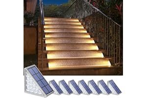 NIORSUN Outdoor Step Lights,8 Pack Warm White Solar Step Lights for Outside Waterproof IP67 Auto On Off,Solar Lights for Steps,Stair,Patio,Yard,Porch,Front Door,Sidewalk,Deck Decor
