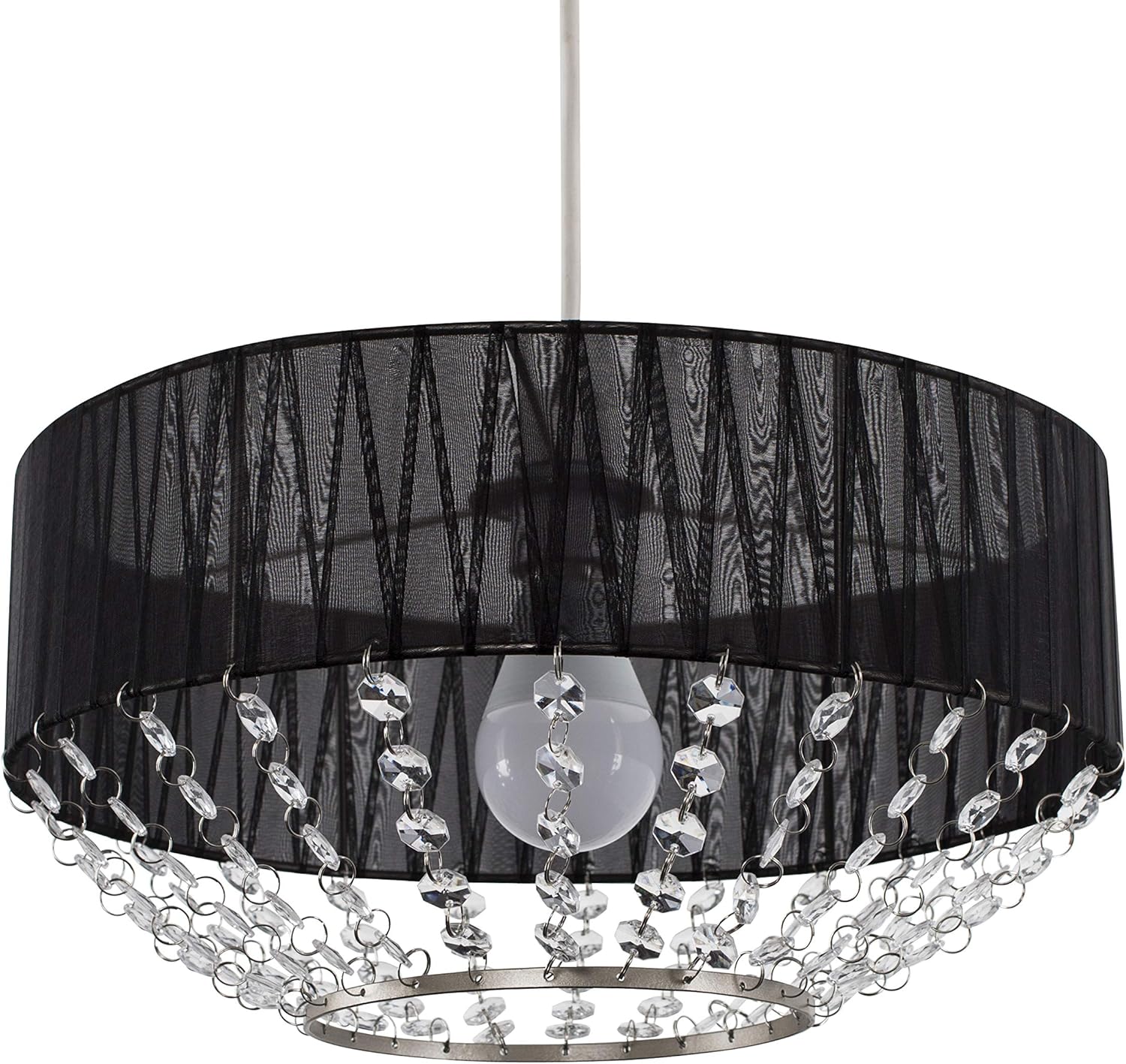 Decorative Black Voile Ceiling Pendant Light Shade with Clear Acrylic