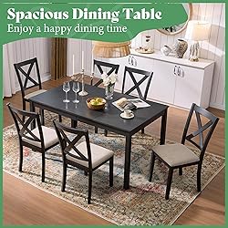 AMERLIFE 7-Piece Farmhouse Dining Table Set with 6