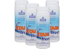 Natural Chemistry Stain Free, 1.75 lb, Pack of 4, 100% Citric Acid, Eliminates Metal Stains and Effective on All Pool Surfaces, Works with All Sanitizing Systems