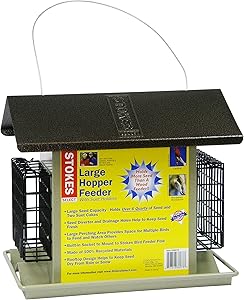 Stokes Select Large Hopper Bird Feeder with Two Suet Cake Holders, 6lb Seed Capacity