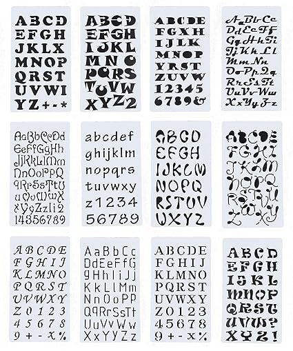 Floranea 12 Pcs Letter Number Stencil Small Alphabet Stencils Templates For Painting Diy Diary Planner Notebook Journal Drawing Scrapbooking Art Craft