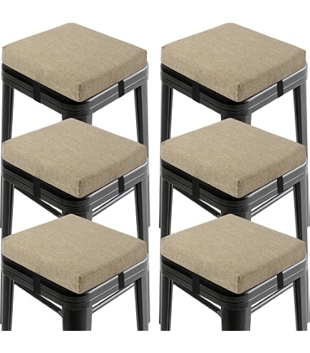 Lot De 4 Coussins Tabouret Bar Carrés 30,5x30,5cm Gris Foncé - Antidérapants Avec Attaches Lavables