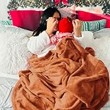 Bedsure Fleece Blanket 220x240 cm Burnt Orange Microfibre Soft Throw view 5