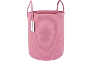 XUANGUO Cotton Rope Laundry Basket Hamper for Clothes Woven Storage Basket for Living Room Bedroom Boho Tall Rope Baskets for Blanket Toys Pillow Towels Baby Nursery Hamper Bin grape purple