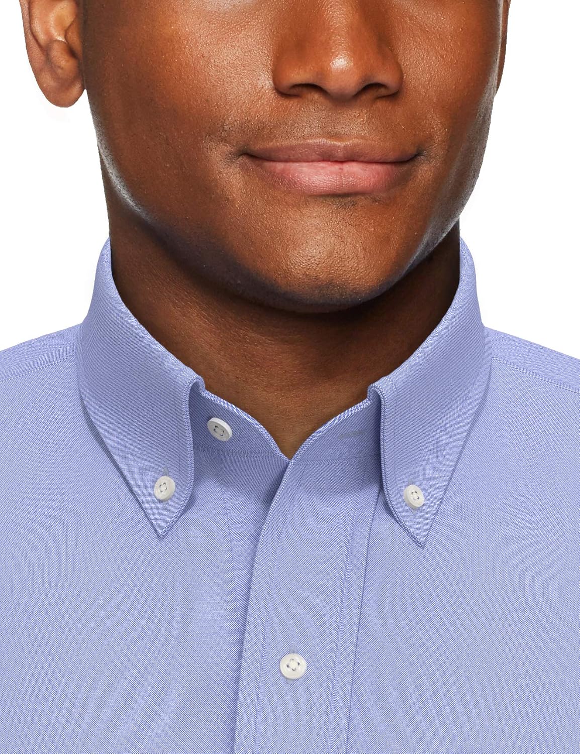  Brand - Buttoned Down Men's Classic-Fit Button Collar Solid Non-Iron Dress Shirt w/ Pocket Options, Blue, 15.5" Neck 33" Sleeve: Clothing