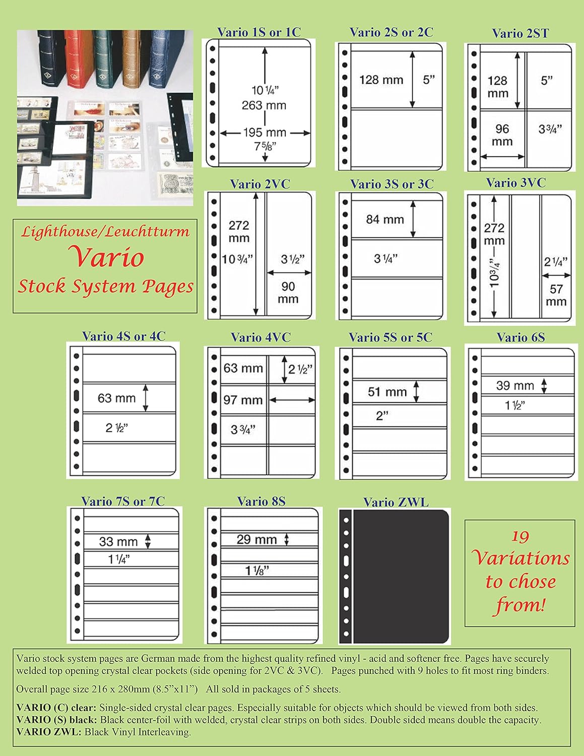 Clear 3VC Lighthouse Vario Stamp Collecting Stock Sheets/pages Fitted