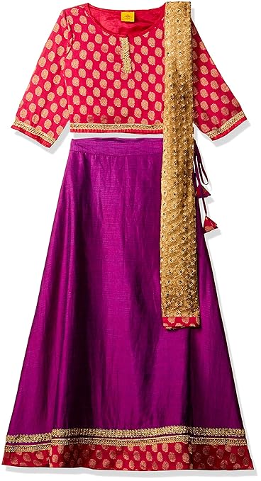 Girl's cotton Lehenga Choli (ILW19I56098G_Purple_4-5yrs)