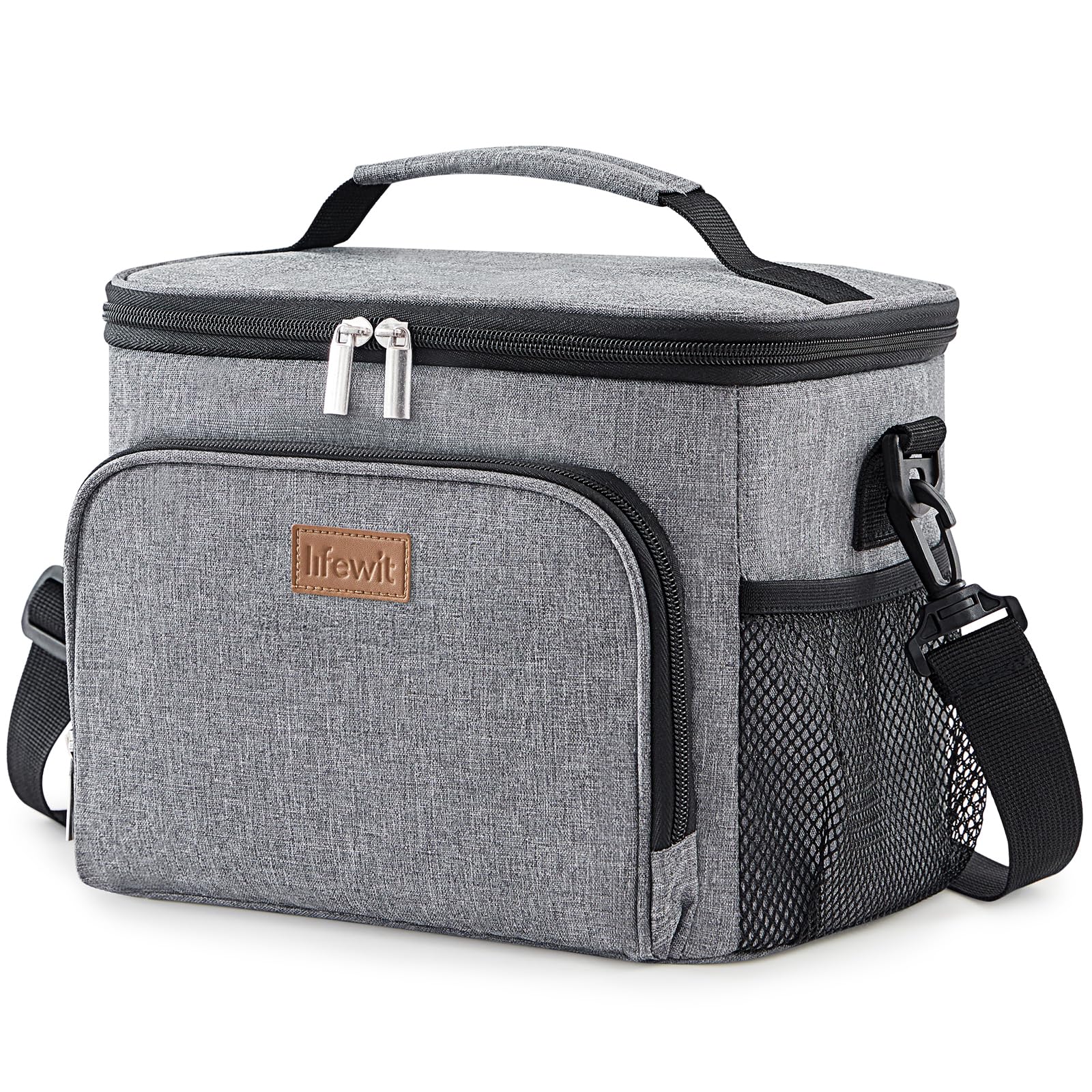 Lifewit Insulated Lunch Bag for Men, Thermal Lunch Box for Women Cool Bag, Reusable Leakproof Lunch Tote Bag with Adjustable Shoulder Strap for Adult for Work/Picnic/Beach, Grey, 15L 24 Can