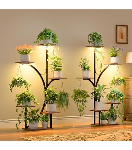 Bvewg Support de plantes en métal de 183 cm avec lampes de culture, 10 niveaux éclairés pour Bvewg Support de plantes en métal de 183 cm avec lampes de culture, 10 niveaux éclairés pour