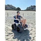 Beach Wheelchair for Soft Sand, 16" Balloon Tires, Tool-Free Assembly, 250 lb Capacity, 20" Wide Seat, Rust-Free PVC Frame. Easily Disassembles for Transport.