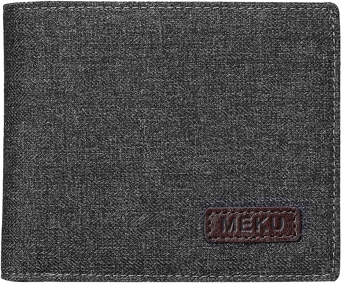 MEKU Men Boy Minimalist Slim Wallet - RFID Blocking Slim Bifolod Wallets with Zipper Coin Pocket