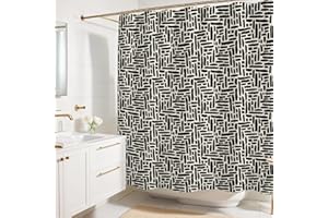 Worthwhile Goods Modern Black and Ivory Brushstroke Print Shower Curtain - Abstract Minimalist Pattern - Neutral Design - Trendy Fabric Shower Curtain for Any Bathroom - 72x72 Inches (Brushstroke)