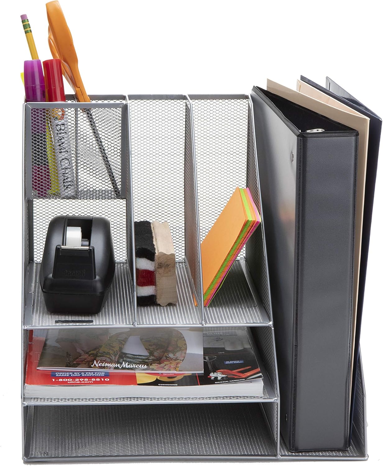 Mind Reader MESHORG-SIL Mesh Organizer 8 Compartments Desktop Document Letter Tray for Folders, Mail, Stationary, Desk Accessories, Silver: Home & Kitchen