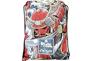 RONIN BRAND Ronin Gi Sports Bag - Oni Bushi-Draw String Backpack – Contact Sports Rucksack for BJJ, Karate, Judo, TKD, Kempo Gis – Gear Carrying Bag for Women, Men and Kids – 100% Polyester – Sturdy Printed Pouch