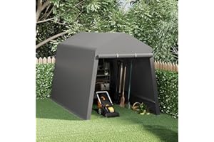 HIPICUTE 7X12 Ft Outdoor Portable Storage Shelter Shed with Rolled Up Zipper Doors & Vents, Heavy Duty Carport for Motorcycle Waterproof and Uv Resistant Anti-Snow Portable Garage Kit Tent, Gray