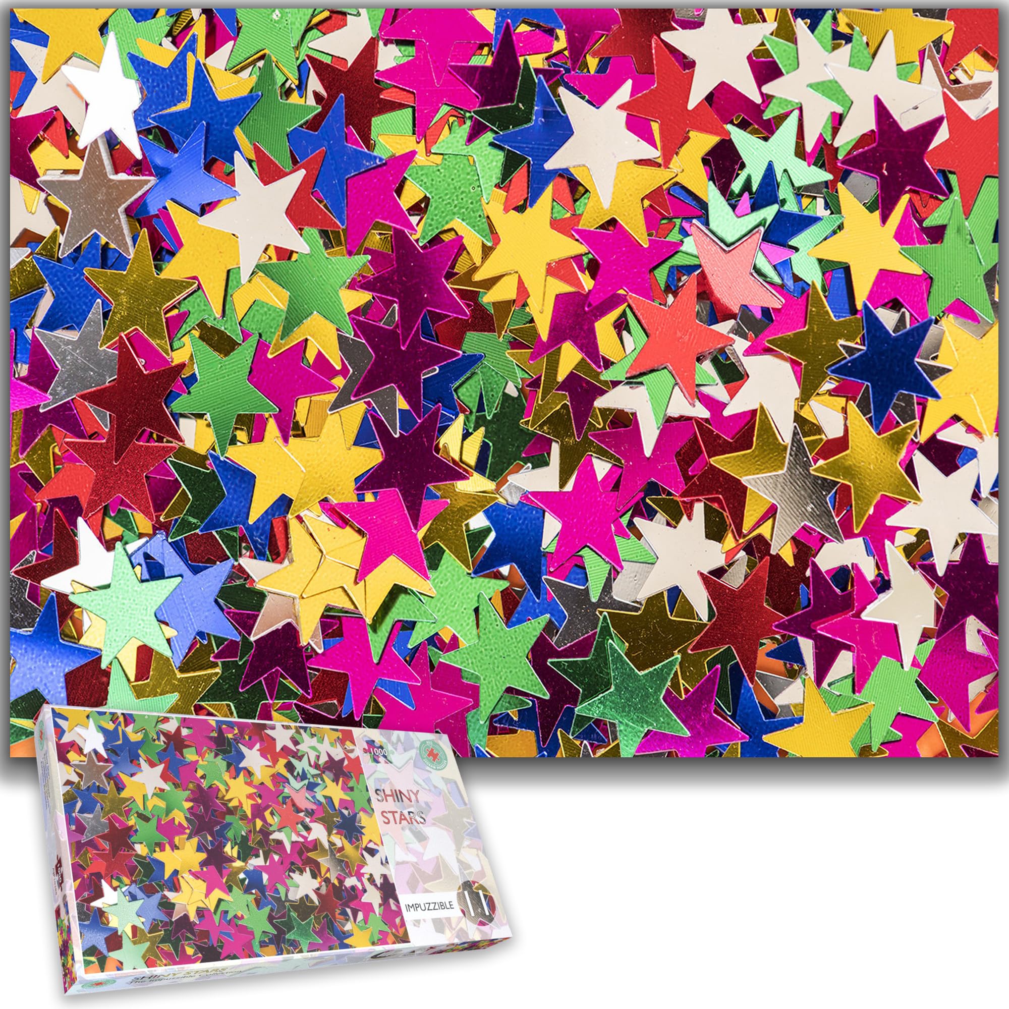 Hard Jigsaw Puzzles For Adults - Impuzzibles Shiny Stars - 1000 Piece Hardest Jigsaw Puzzle - 66 X 50cm - Colorful, Bold, Rainbow Jigsaw Puzzle For Adults