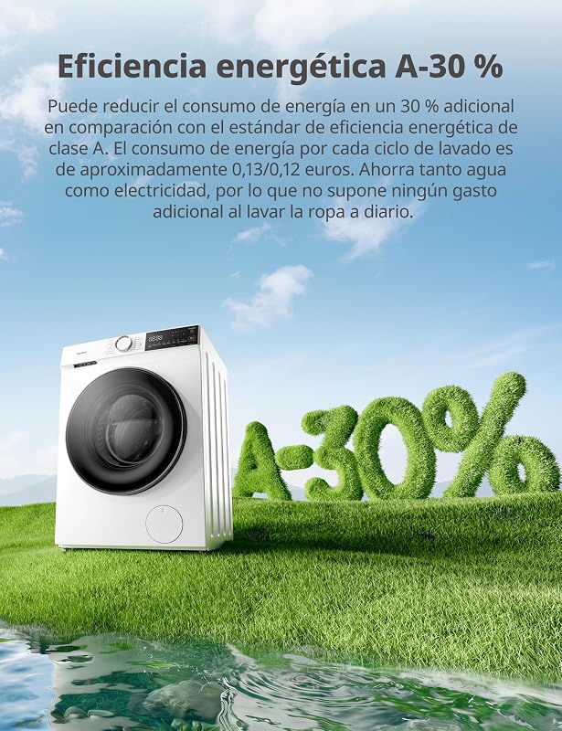 Máquina de lavar 10kg, Classe A-30%, 14 programas, 1400 RPM, Lavagem inteligente controlada remotamente, depilação de animais de estimação, Perfume+, White-CF10EWP07W