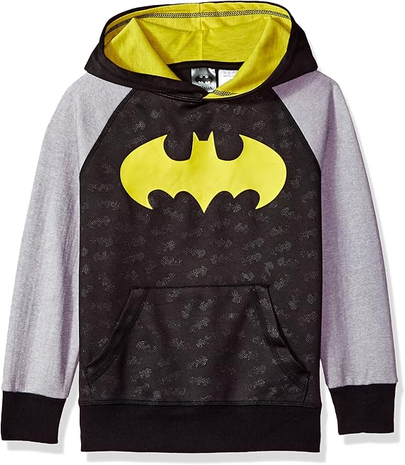 DC Comics Boys' Little Batman Logo Pullover Hoodie, Black