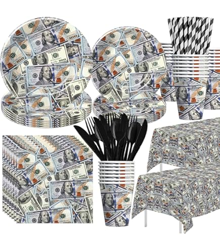 Produktbild von Geld Geburtstag Hintergrund 2,1x1,5m - Schwarz Gold Dollar Fotohintergrund