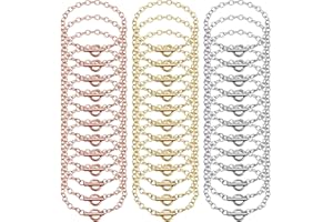 Hicarer 24 Pieces Bracelet Chains Bulk with OT Toggle Clasp Alloy Link Chains DIY Jewelry Making Bracelets for Women DIY Jewelry Crafts Supplies(Gold, Silver and Rose Gold)
